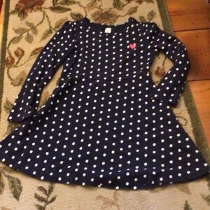 GAP Navy Polka Dot Long-Sleeve Dress with Pink Heart